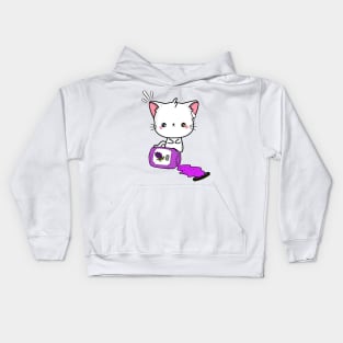 Naughty Angora Cat Spills a jar of grape jam! Kids Hoodie